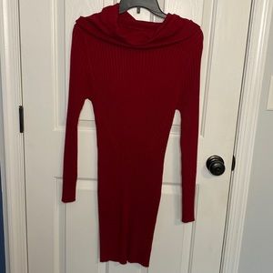 Red Cowl Neck Sweater Dress